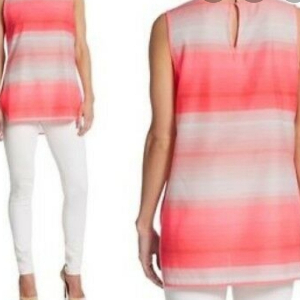 Vince Camuto Pink Striped Sleeveless Top - Picture 1 of 6